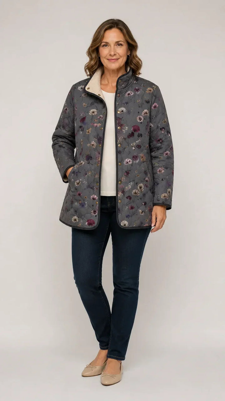 Niva | Gesteppte Jacke mit Vintage-Blumenmuster