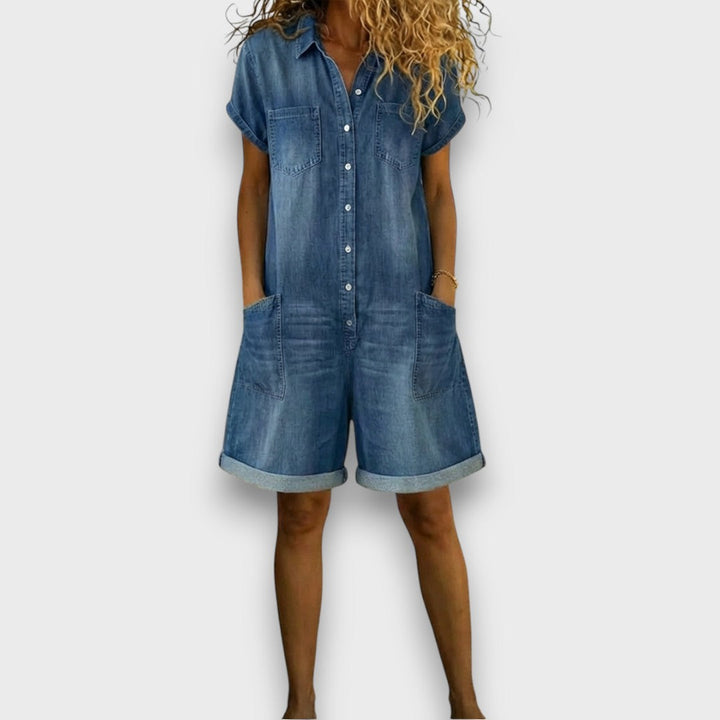 Georgina | Kurzer Baumwoll-Jumpsuit im Jeanslook