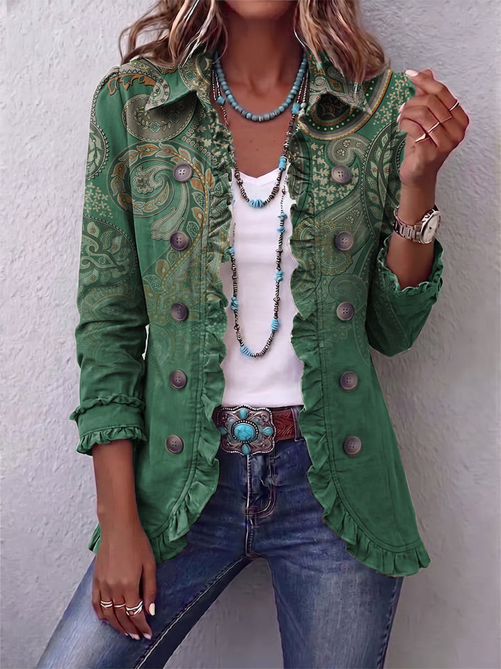 Aria | Boho Rüschenjacke mit Paisley-Print