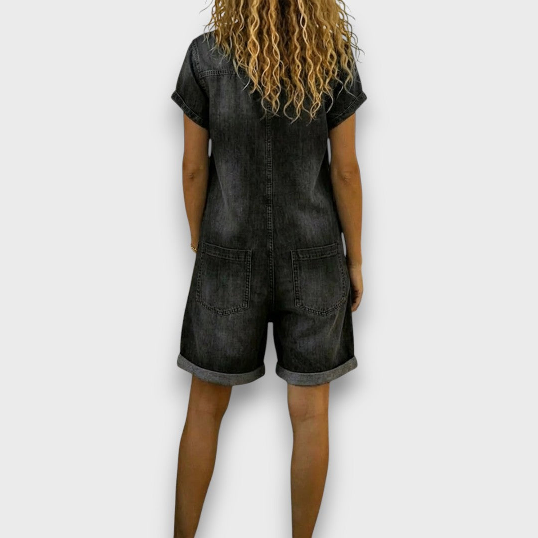 Georgina | Kurzer Baumwoll-Jumpsuit im Jeanslook