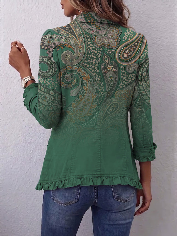 Aria | Boho Rüschenjacke mit Paisley-Print