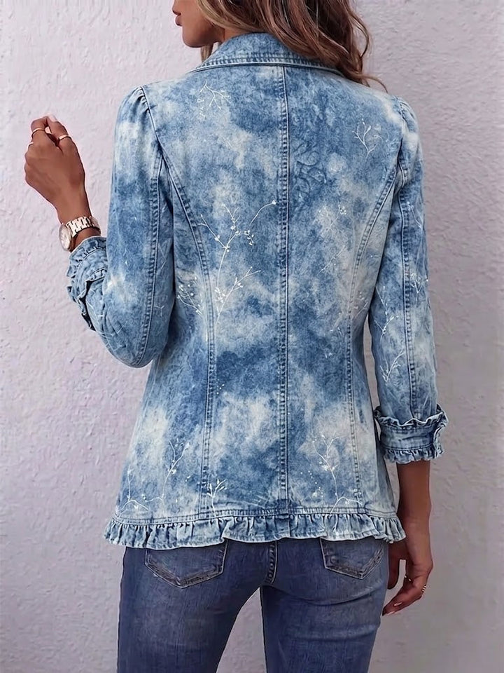 Sofia | Boho Rüschenjacke mit Vintage-Blumenprint im Farbverlauf