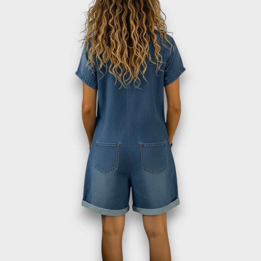 Georgina | Kurzer Baumwoll-Jumpsuit im Jeanslook