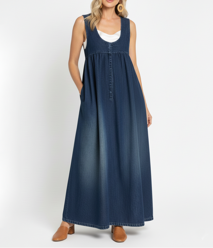 Erin | Langes Jeanskleid im Vintage-Look