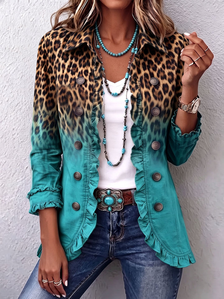 Emma | Rüschenjacke mit Leoparden-Ombré