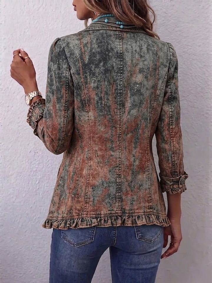 Zoey | Vintage Rüschenjacke mit Farbverlauf-Print