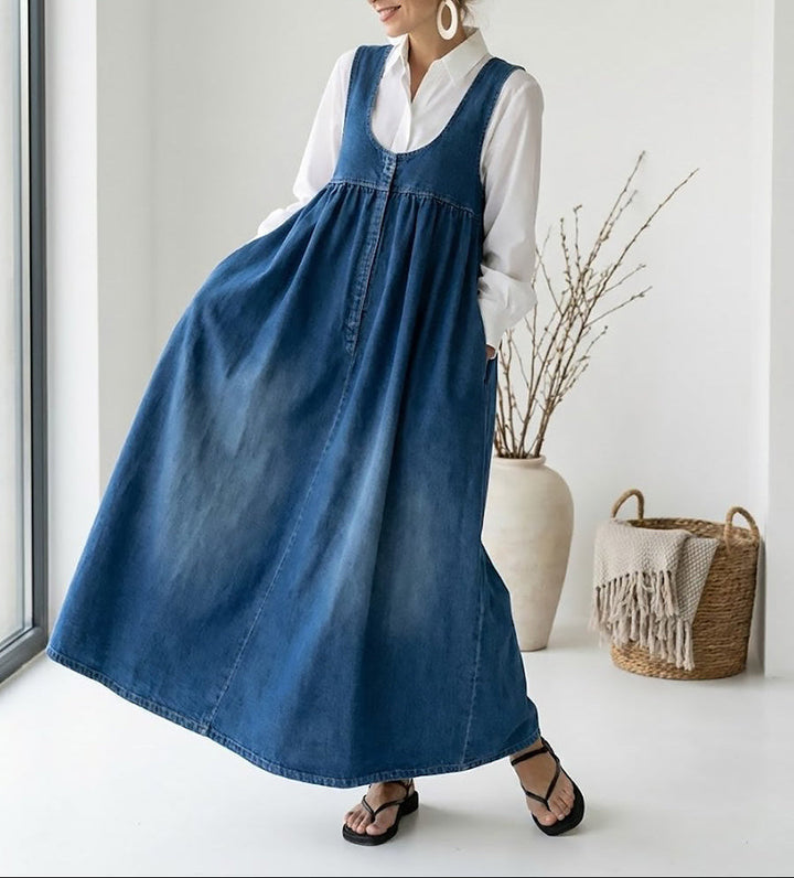 Erin | Langes Jeanskleid im Vintage-Look