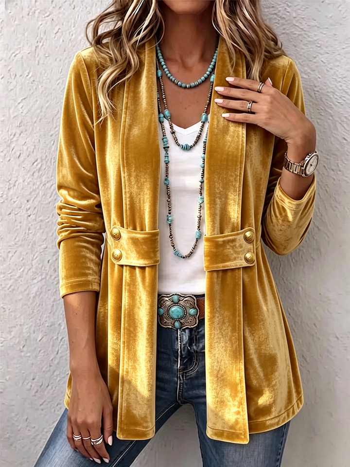 Avery | Vintage Blazer mit Zierknöpfen und offener Front