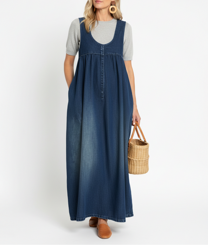 Erin | Langes Jeanskleid im Vintage-Look