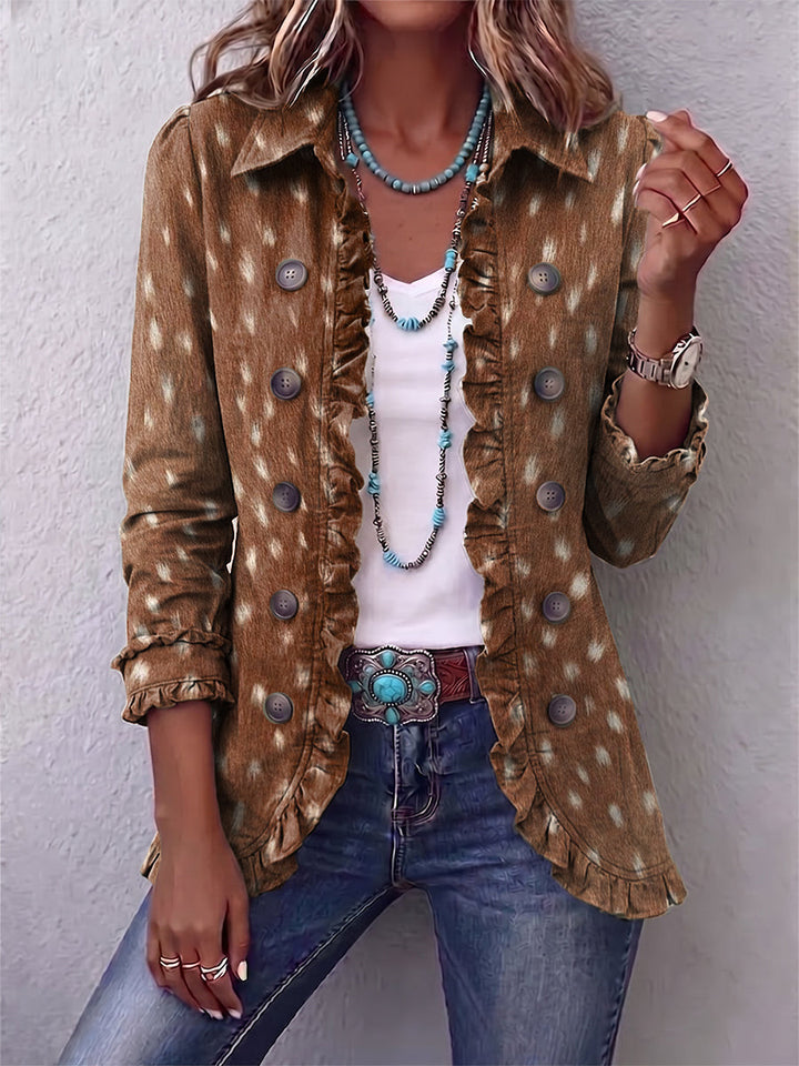 Layla | Boho Rüschenjacke mit Animal-Print