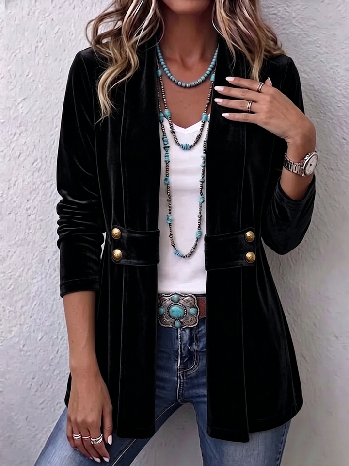 Avery | Vintage Blazer mit Zierknöpfen und offener Front