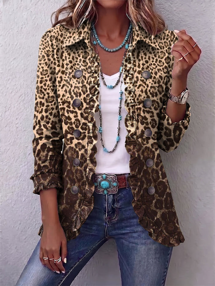 Abigail | Rüschenjacke mit Leopardenmuster