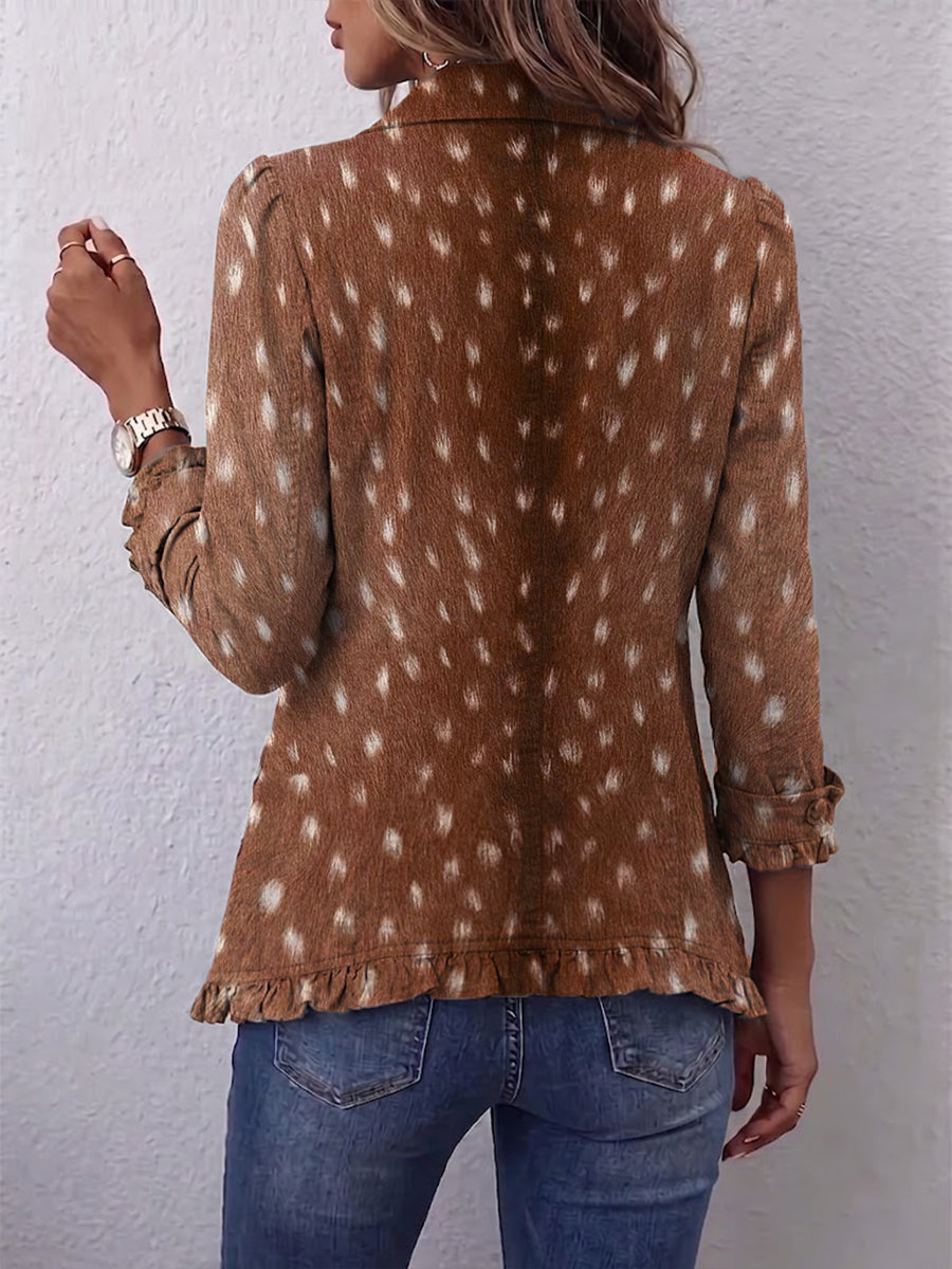 Layla | Boho Rüschenjacke mit Animal-Print