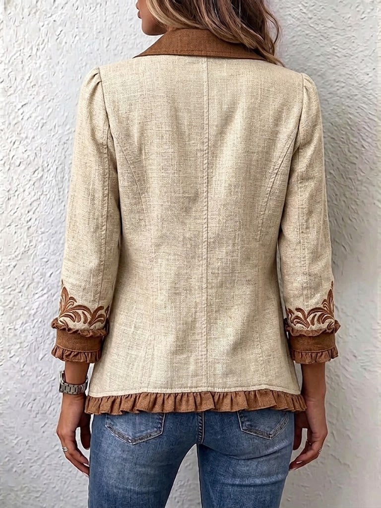 Scarlett | Vintage Boho Rüschenjacke mit Blumenmuster