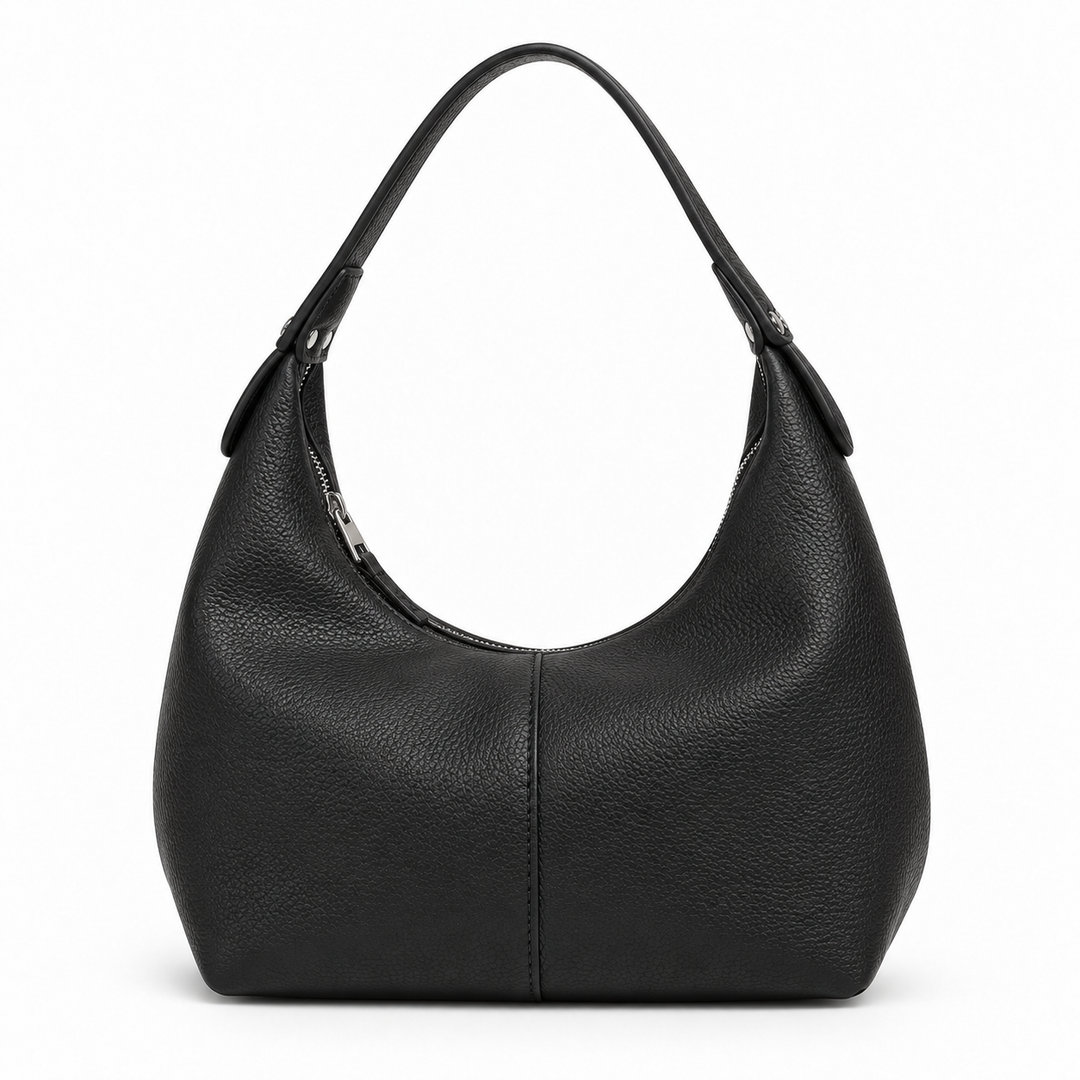 Damen strukturierte Schultertasche mit Reißverschluss und Innenfächern