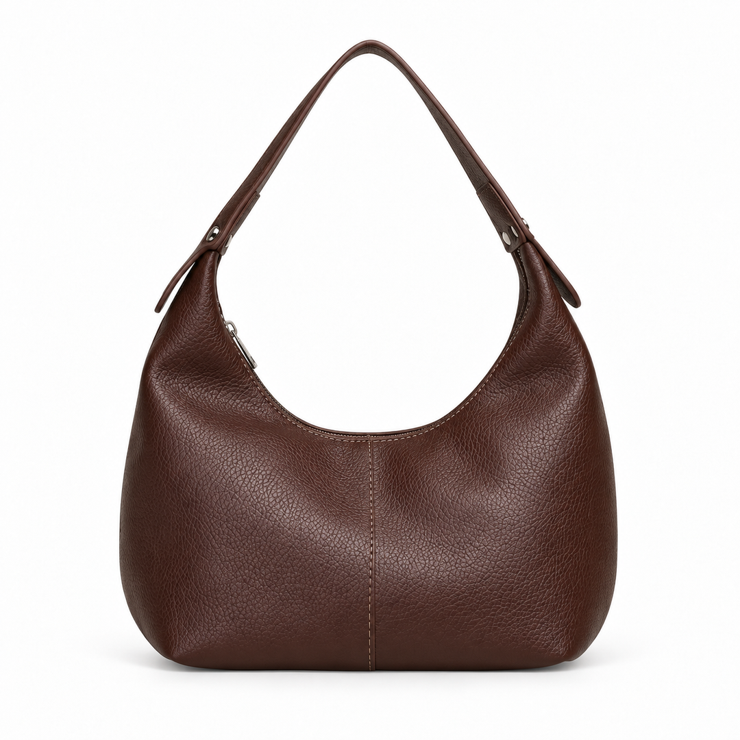 Damen strukturierte Schultertasche mit Reißverschluss und Innenfächern