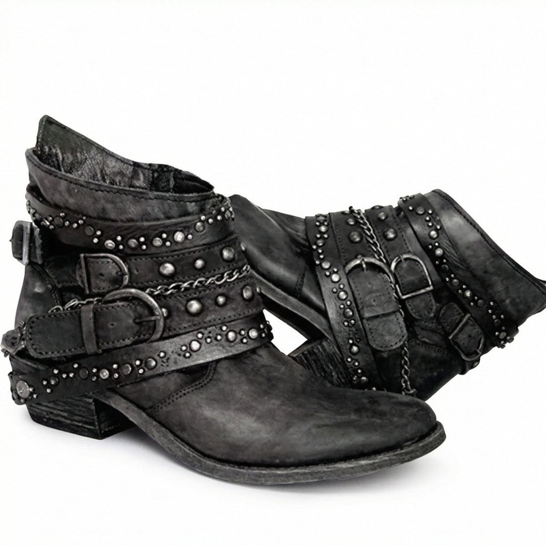 Damen Stiefeletten mit Kettendetail und Nieten