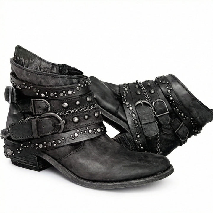 Damen Stiefeletten mit Kettendetail und Nieten