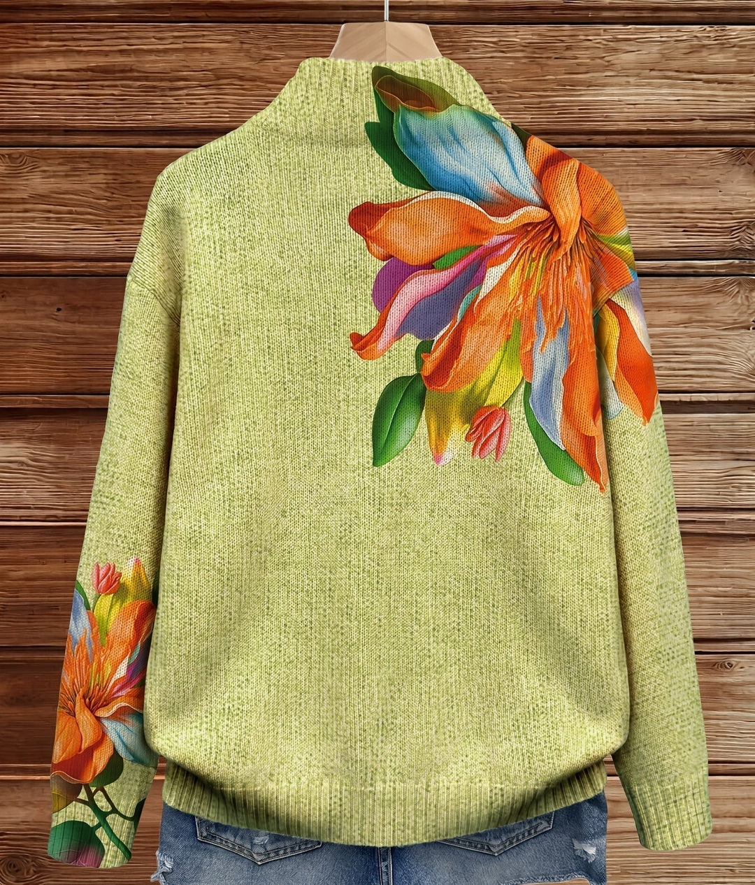 Isabella | Strickjacke mit leuchtenden Tropenblüten