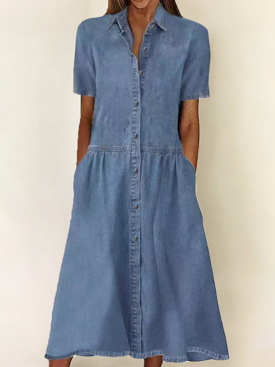 Bethany | Jeanskleid mit kurzen Ärmeln