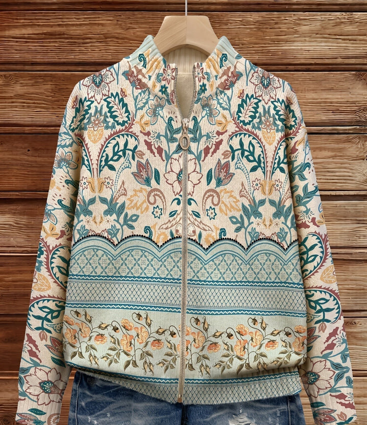 Olivia | Strickjacke mit botanischem Vintage-Blumenprint