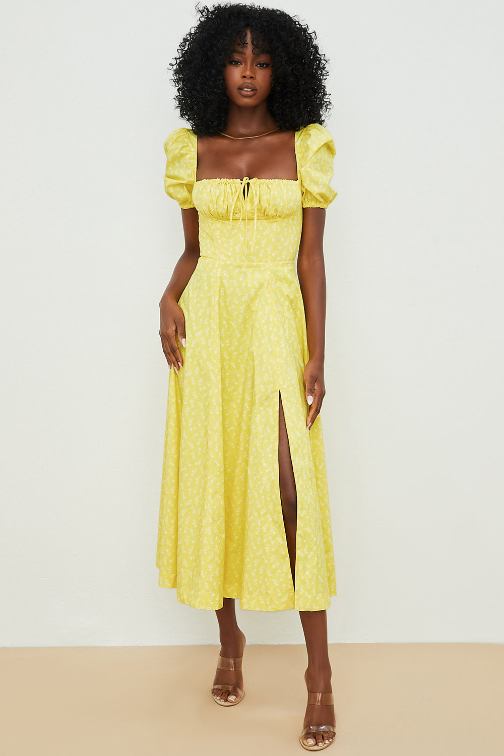 Aviana - Blumenkleid mit Puffärmeln
