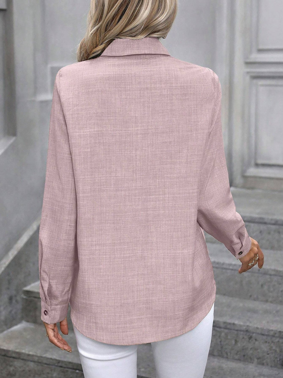 Damen Hemdbluse mit Knopfleiste und langen Ärmeln