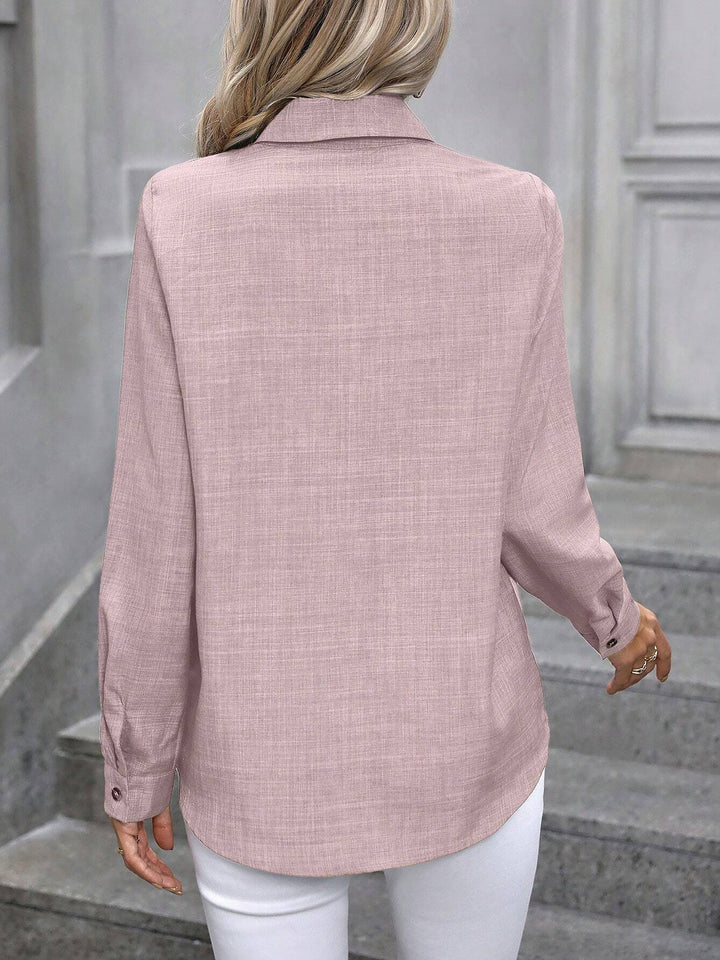 Damen Hemdbluse mit Knopfleiste und langen Ärmeln
