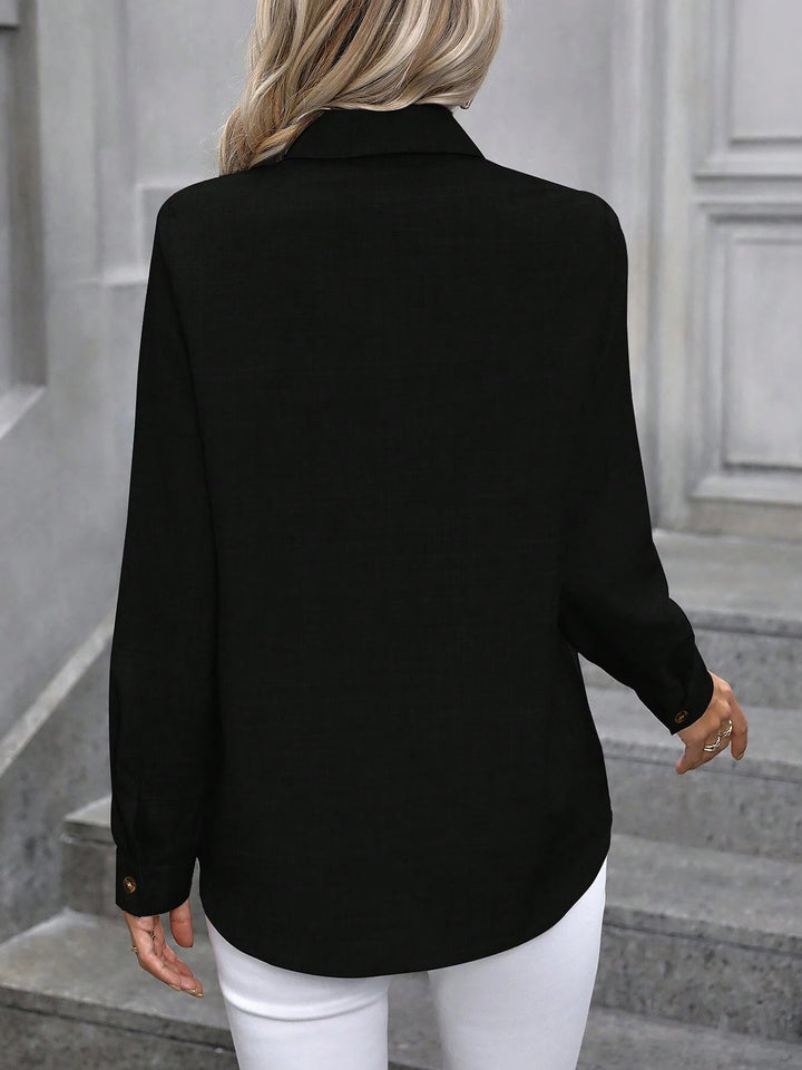 Damen Hemdbluse mit Knopfleiste und langen Ärmeln