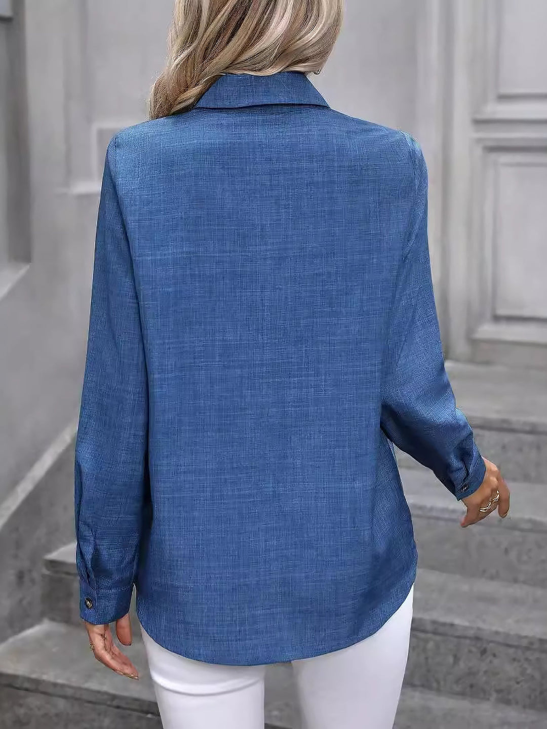 Damen Hemdbluse mit Knopfleiste und langen Ärmeln
