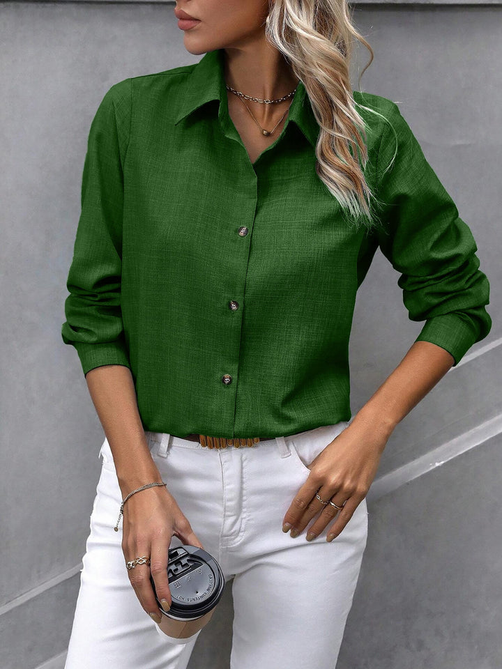 Damen Hemdbluse mit Knopfleiste und langen Ärmeln