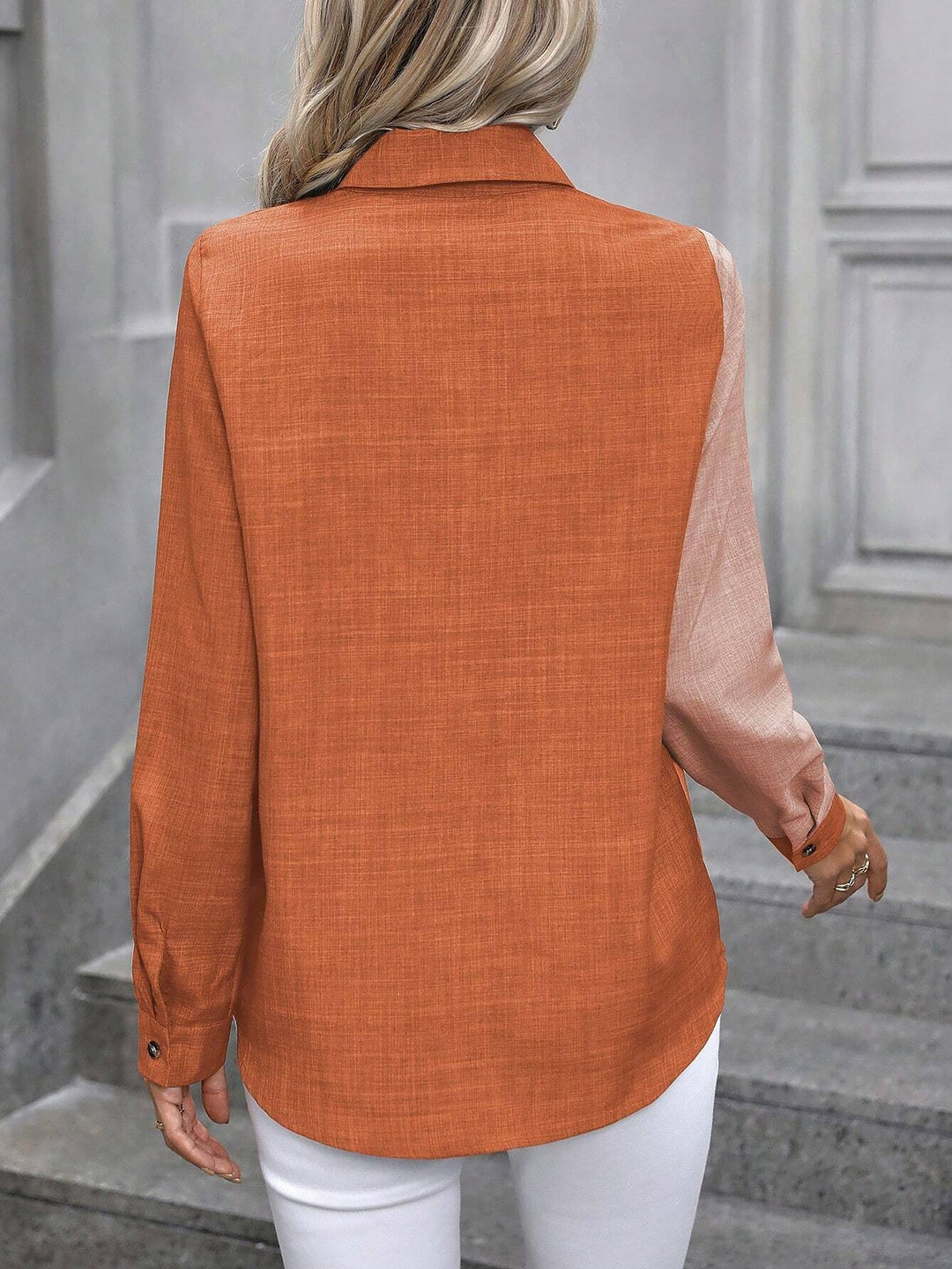 Damen Hemdbluse mit Knopfleiste und langen Ärmeln