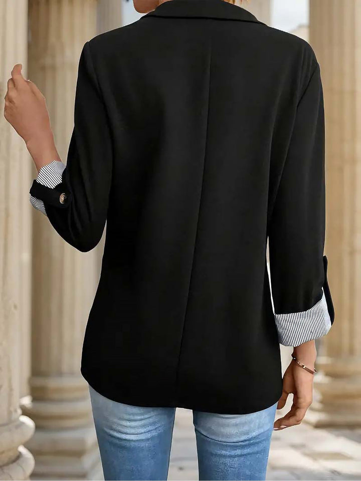 Damen leichter Blazer mit Knopfleiste und Reverskragen