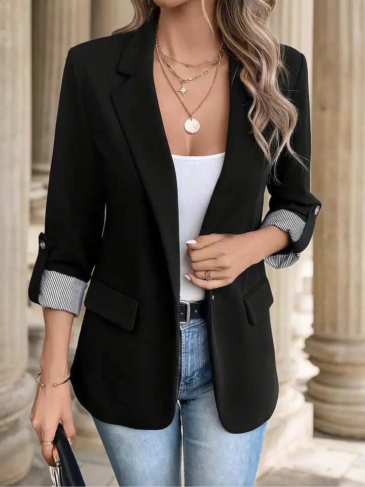 Damen leichter Blazer mit Knopfleiste und Reverskragen