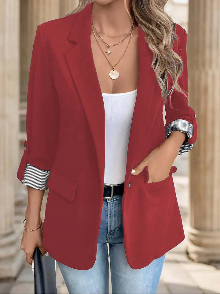 Damen leichter Blazer mit Knopfleiste und Reverskragen