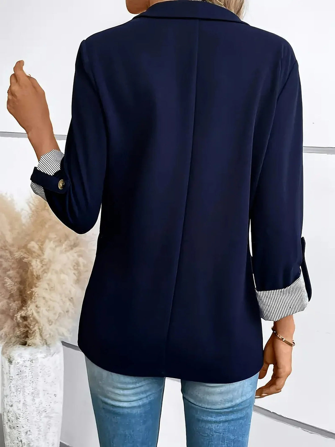 Damen leichter Blazer mit Knopfleiste und Reverskragen
