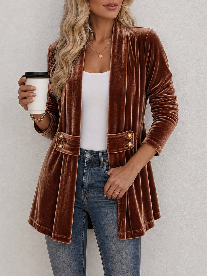 Damen doppelreihige Strickjacke mit Zierknöpfen