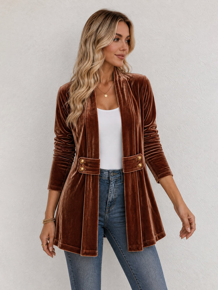Damen doppelreihige Strickjacke mit Zierknöpfen