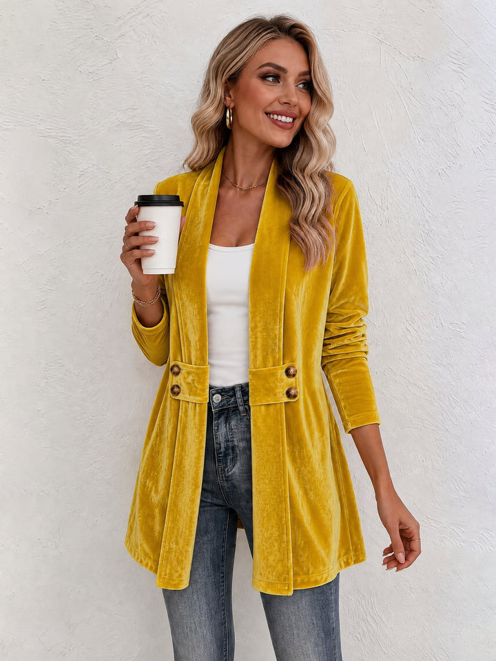 Damen doppelreihige Strickjacke mit Zierknöpfen
