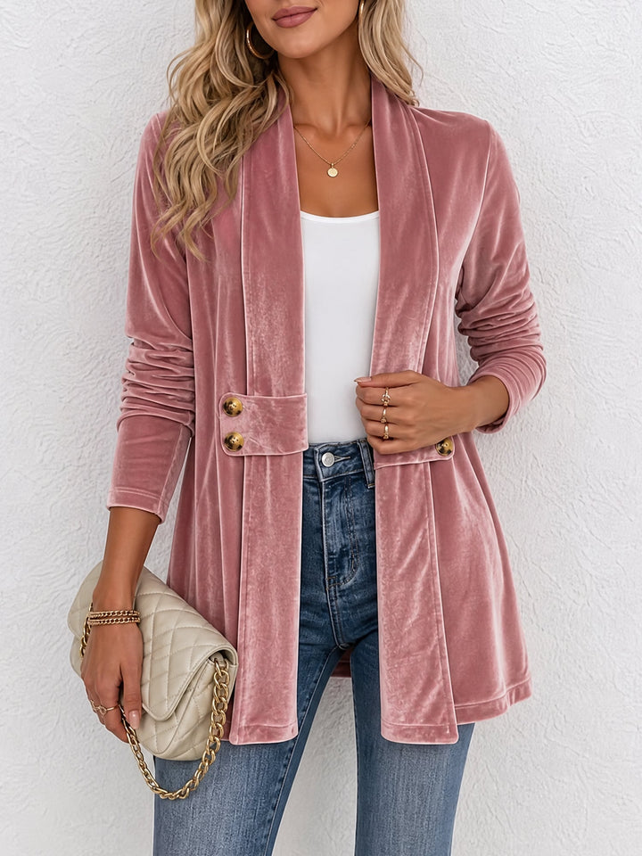 Damen doppelreihige Strickjacke mit Zierknöpfen