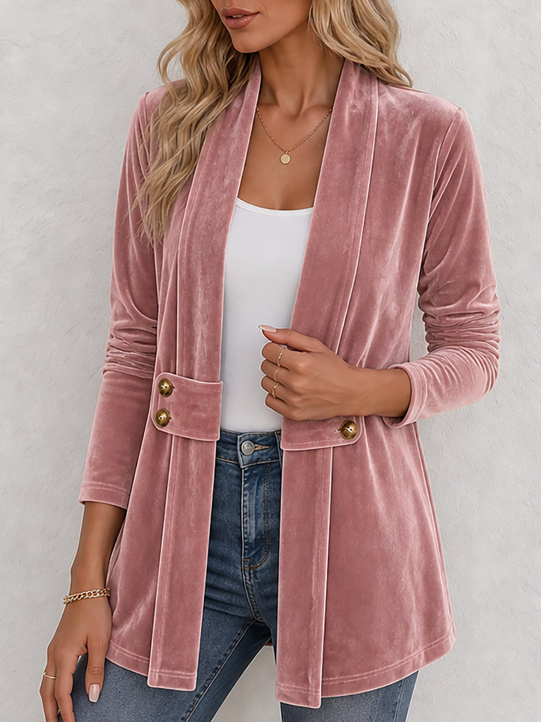 Damen doppelreihige Strickjacke mit Zierknöpfen