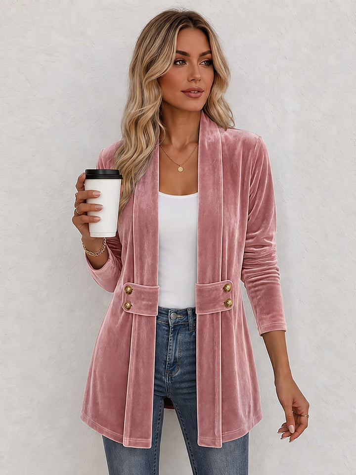 Damen doppelreihige Strickjacke mit Zierknöpfen