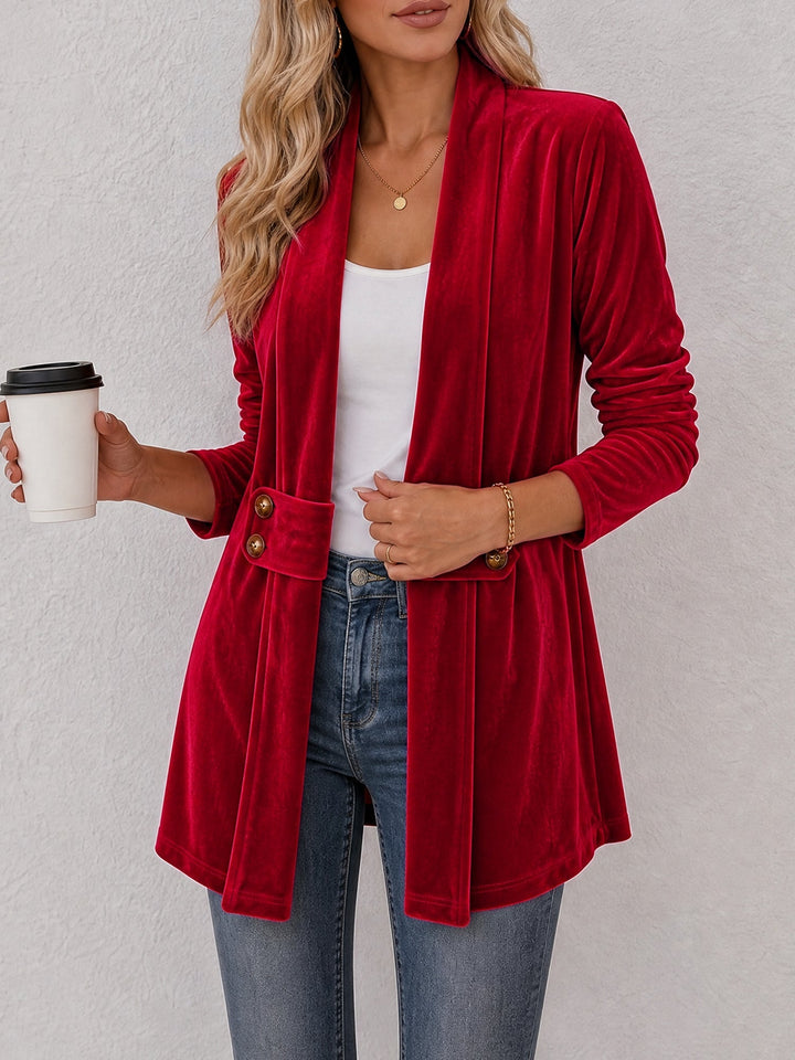 Damen doppelreihige Strickjacke mit Zierknöpfen