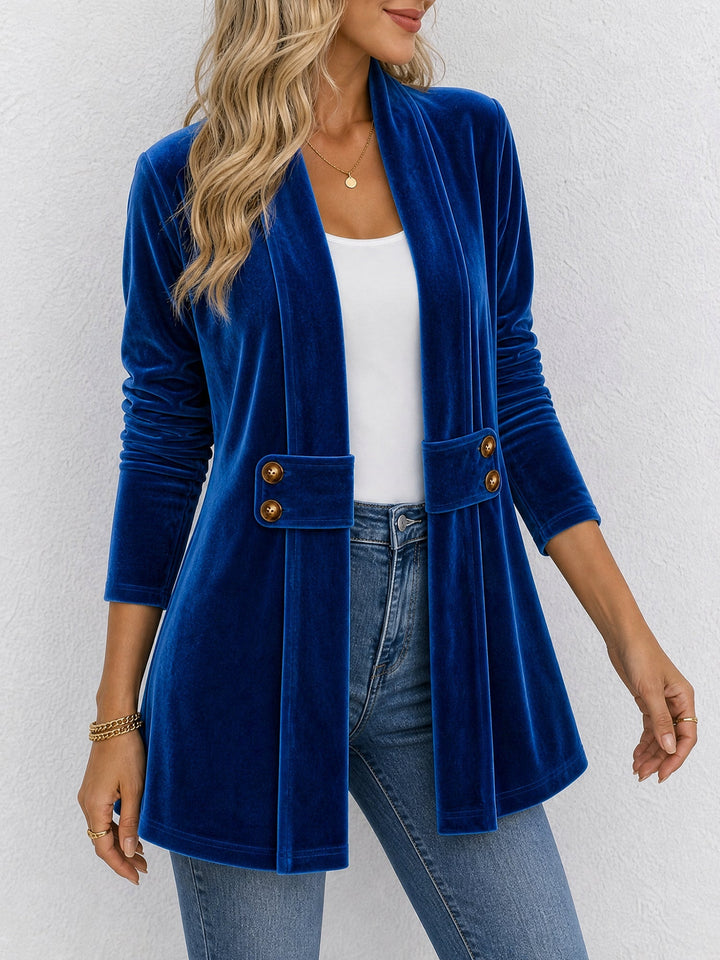 Damen doppelreihige Strickjacke mit Zierknöpfen